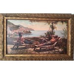 ANONIMO, two figures on a terrace overlooking the Gulf
