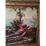 ANONIMO, two figures on a terrace overlooking the Gulf