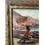 ANONIMO, two figures on a terrace overlooking the Gulf