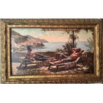ANONIMO, two figures on a terrace overlooking the Gulf