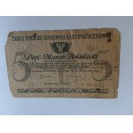BILLET DE CINQ MARKS POLONAIS, VARSOVIE, 7 MAI 1919. BILLET DE LA CAISSE NATIONALE DE PRÊT POLONAISE
