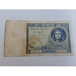 BILLET DE CINQ ZLOTYS, VARSOVIE, 2 JANVIER 1930, BANQUE DE POLOGNE