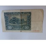 FIFTY-ZLOTY BILL, KRAKOW, AUGUST 1, 1941. ISSUING BANK IN POLAND