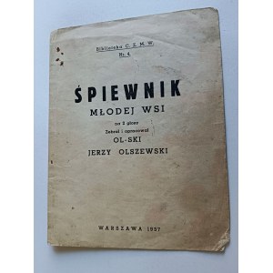 COUVERTURE DU RECUEIL DE CHANSONS DE LA JEUNE CAMPAGNE DE JERZY OLSZEWSKI, VARSOVIE, 1937, STANISŁAW GIERAT