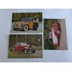 SET OF 7 POSTCARDS: VINTAGE CARS—KAW, MERCEDES, DKW, BMW, FIAT
