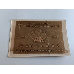 PHOTO: PLAQUE IN CZĘSTOCHOWA COMMEMORATING THE 1986 PILGRIMAGE OF SOLDIERS OF THE POLISH ARMED FORCES