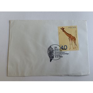 People's Republic of Poland Envelope with Giraffe Stamp, STEMEPL Kraków, 12th Scientific Congress of the Polish Pharmaceutical Society, 1983