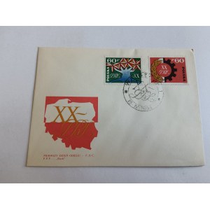 People's Republic of Poland (PRL) Envelope, 20th Anniversary of the PRL, Stamp, Postmark, Warsaw, 1964