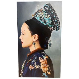 Renata Macchi, Woman in Blue, oil on canvas