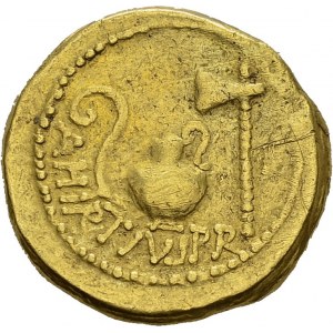 Julius Caesar and A. Hirtius. Aureus 46 BC, Rome. Crawford 466/1; Calicó 37a...