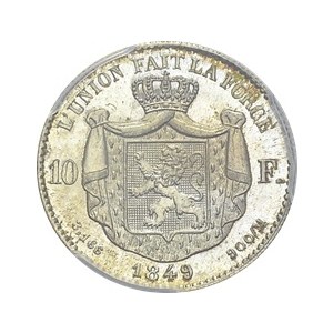 Royaume. Léopold Ier, 1831-1865. 10 Francs 1849. Argent. Av. LEOPOLD PREMIER ...