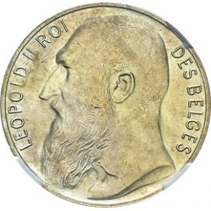 Léopold II, 1865-1909. 2 Francs 1901, légende en français. Essai en argent. Av...