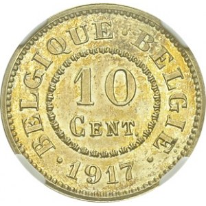 Albert Ier, 1909-1934. 10 Centimes 1917, BELGIQUE - BELGIE. Essai en argent...