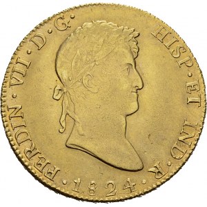 Fernando VII, 1808-1833. 8 Escudos 1824 PTS PJ, Potosi. Obv. FERDIN VII D G ...