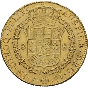 Fernando VII, 1808-1833. 8 Escudos 1824 PTS PJ, Potosi. Obv. FERDIN VII D G ...