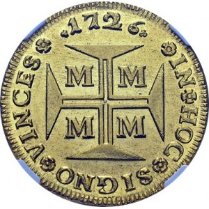 Joao V, 1706-1750. 20'000 Reis 1726 M, Minas Gerais. Obv...