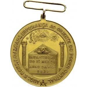 Gold massonic medal AL 5837 (1837). 32.5 mm...