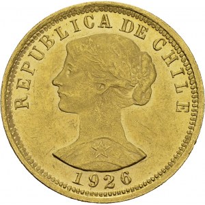 Republic, 1818-. 100 Pesos (Diez Condores) 1926 So, Santiago. Fr. 54; KM 170...