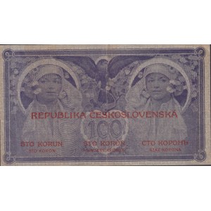 Republika Československá. 100 Korun 15 april 1919. Serial number C 018104 ...