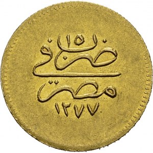Abdul Aziz, 1861-1876. 100 Qirsh AH 1277 Year 15 (1875). KM 263; Fr. 81. AU. 8...
