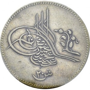 Abdul Hamid II, 1876-1909. 20 Qirsh AH 1293 Year 1 (1876). Obv...