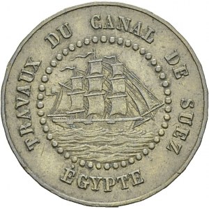 Bon pour 50 Centimes 1865. Borel, Lavalley et Cie, travaux du Canal de Suez...