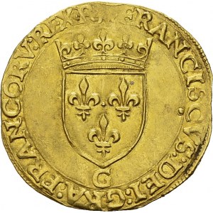 François Ier, 1515-1547. Ecu d'or à la croisette ND (1541) G, Poitiers. Av...