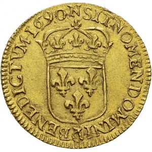 Louis XIV, 1643-1715. Louis d'or à l'écu 1690 N, Montpellier. Gad. 250; Dr. 342...