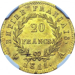 Napoléon Ier, 1804-1814. 20 Francs 1811 A, Paris. Gad. 1025; F. 516. AU. 6.45 g...