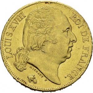 Louis XVIII, 1814-1824. 20 Francs 1819 A, Paris. Gad. 1028; F. 519. AU. 6.43 g...