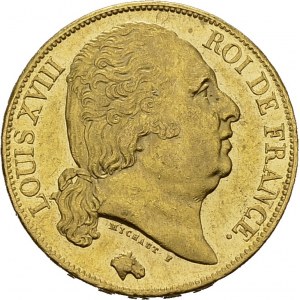 Louis XVIII, 1814-1824. 20 Francs 1820 A, Paris. Gad. 1028; F. 519. AU. 6.45 g...