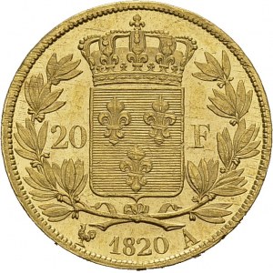 Louis XVIII, 1814-1824. 20 Francs 1820 A, Paris. Gad. 1028; F. 519. AU. 6.45 g...