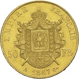 Napoléon III, 1852-1870. 50 Francs 1867 A, Paris. Gad. 1112; F. 548. AU. 16...