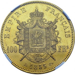 Napoléon III, 1852-1870. 100 Francs 1855 A, Paris. Av. NAPOLEON III - EMPEREUR...