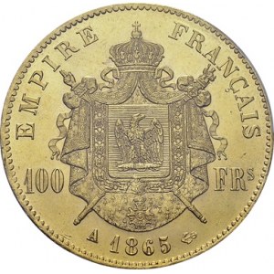Napoléon III, 1852-1870. 100 Francs 1865 A, Paris. Av. NAPOLEON III EMPEREUR...