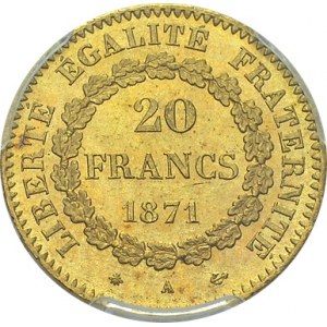 IIIe République, 1871-1940. 20 Francs 1871 A, Paris. Gad. 1063; F. 533. AU. 6...