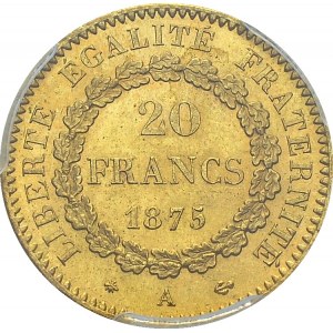 IIIe République, 1871-1940. 20 Francs 1875 A, Paris. Gad. 1063; F. 533. AU. 6...
