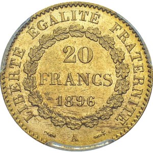 IIIe République, 1871-1940. 20 Francs 1896 A, Paris. Faisceau. Gad. 1063; F...