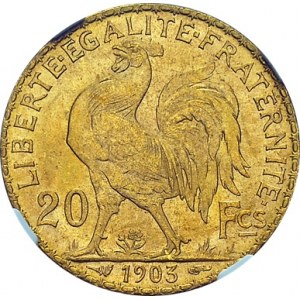 IIIe République, 1871-1940. 20 Francs 1903, Paris. Gad. 1064; F. 534. AU. 6...