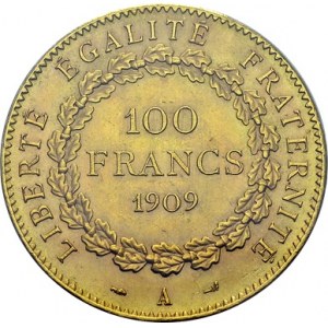 IIIe République, 1871-1940. 100 Francs 1909 A, Paris. Gad. 1137a; F. 553. AU...