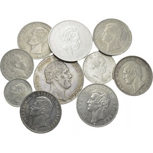 Saxony. Lot of 10 coins : Anton, Thaler 1831 S; Friedrich August II, 1...