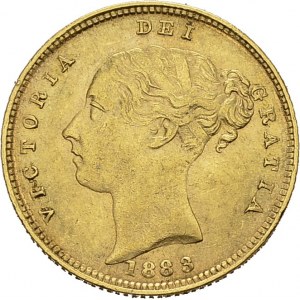 Victoria, 1837-1901. ½ Sovereign 1883, London. Spink 3861; KM 735.1; Fr. 389...
