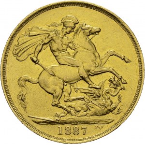 Victoria, 1837-1901. 2 £ 1887, London. Spink 3865; KM 768; Fr. 391. AU. 15.91 g...