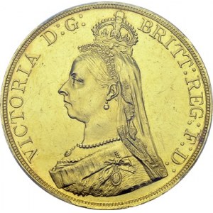 Victoria, 1837-1901. 5 £ 1887, London. Obv. VICTORIA D G - BRITT REG F D...