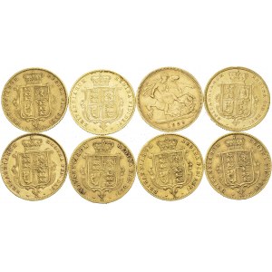 Victoria, 1837-1901. Lot of 8 coins : ½ Sovereign 1865 (Die #17), 1869 (Die #25...