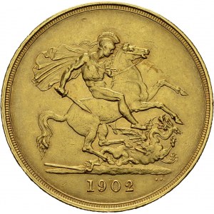Edward VII, 1901-1910. 5 £ 1902, London. Obv...