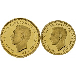 George VI, 1936-1952. Lot of 4 coins: ½ and 1 Sovereign, 2 and 5 £ 1937...