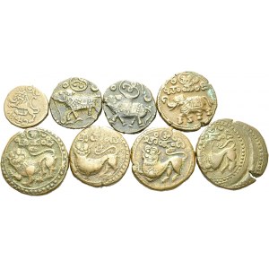 Mysore. Krishna Raja Wodeyar, 1799-1868. Lot of 8 coins : 10 Cash 1842...