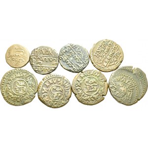 Mysore. Krishna Raja Wodeyar, 1799-1868. Lot of 8 coins : 10 Cash 1842...