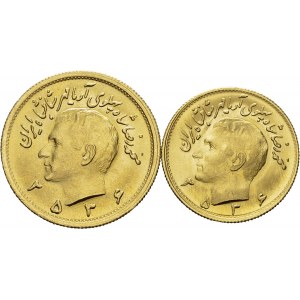 Mohammed Reza Pahlevi, 1941-1979. Lot of 2 coins : ½ Pahlavi MS 2536 (1977...